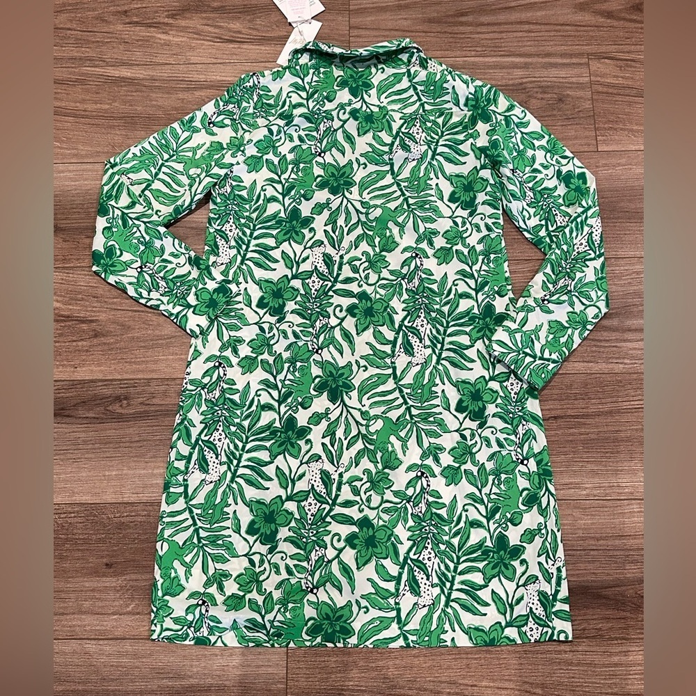 NWT! Lilly Pulitzer Kindra UPF 50+ Dress in Fiddle Leaf Green Lil Escape Plan - Picture 12 of 14